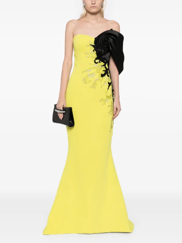 イエロー ワンショルダードレス FD イエローとブラックグラデーション