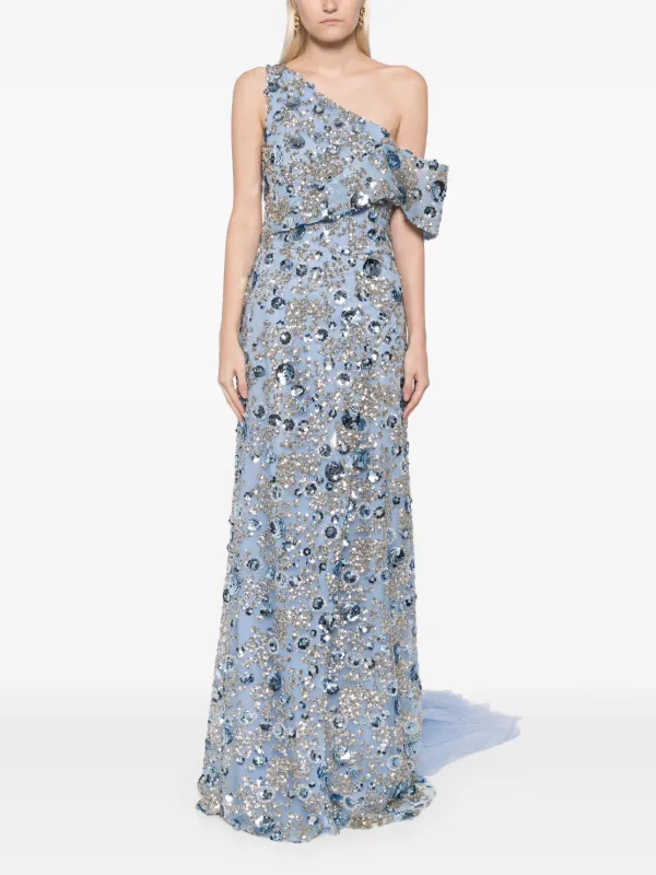 open lace back dress One-Shoulder Ruched Slit Maxi Dress main image 0