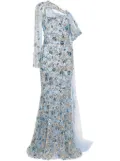 Saiid Kobeisy beaded one-shoulder gown - Blue