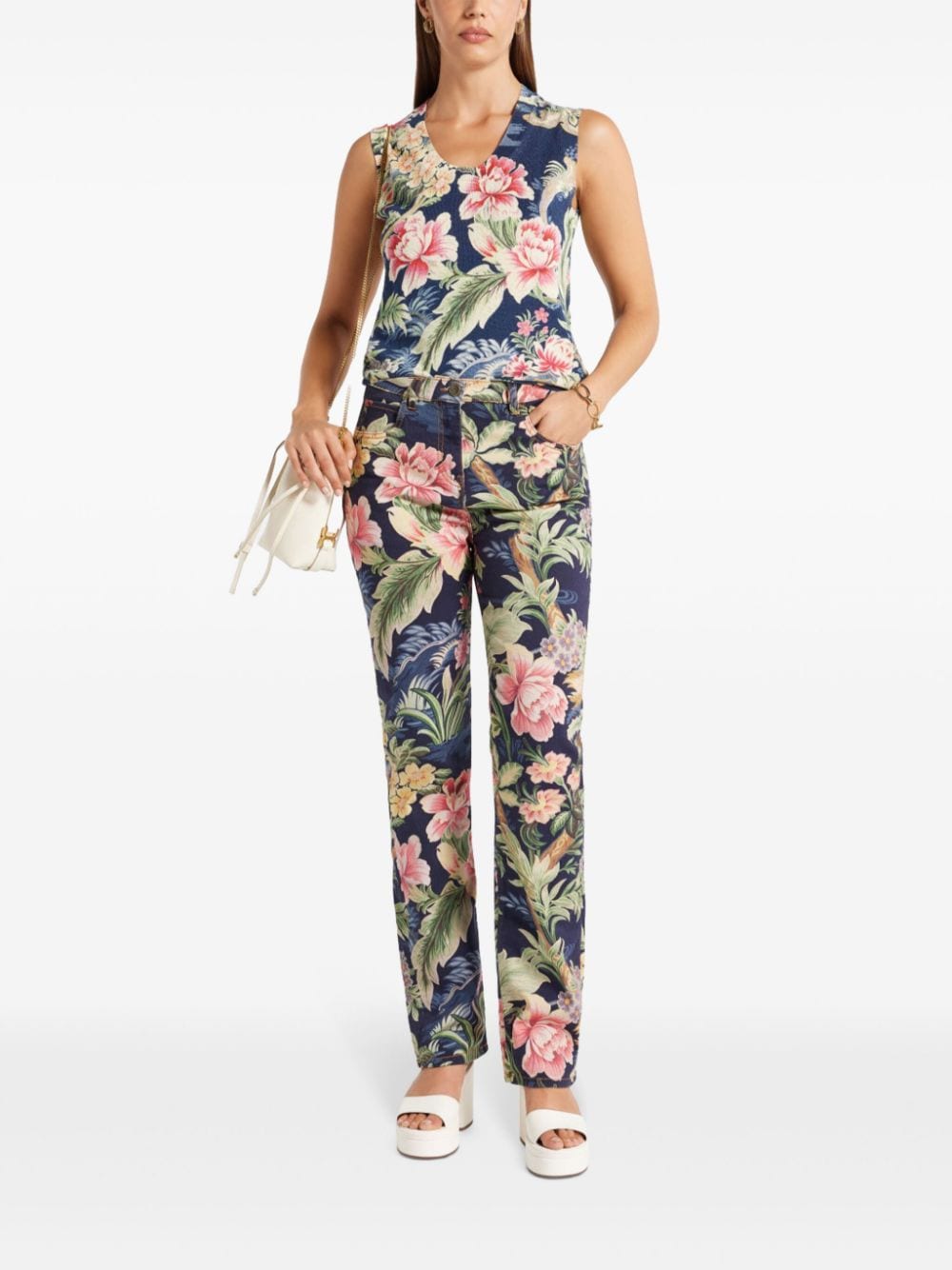 ETRO Jeans met bloemenprint - Blauw