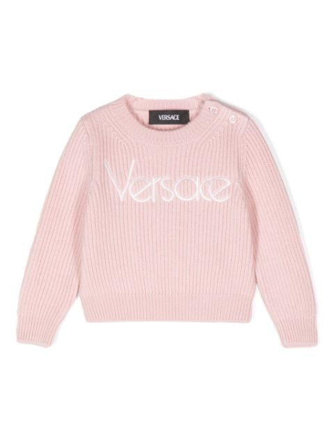 Versace Kids embroidered-logo knitted jumper 