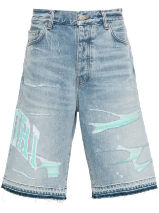 【関税込み】AMIRI ブルー フェード デニムショートパンツ AMIRI Chemist Star デニムショーツ | ブルー | FARFETCH JP