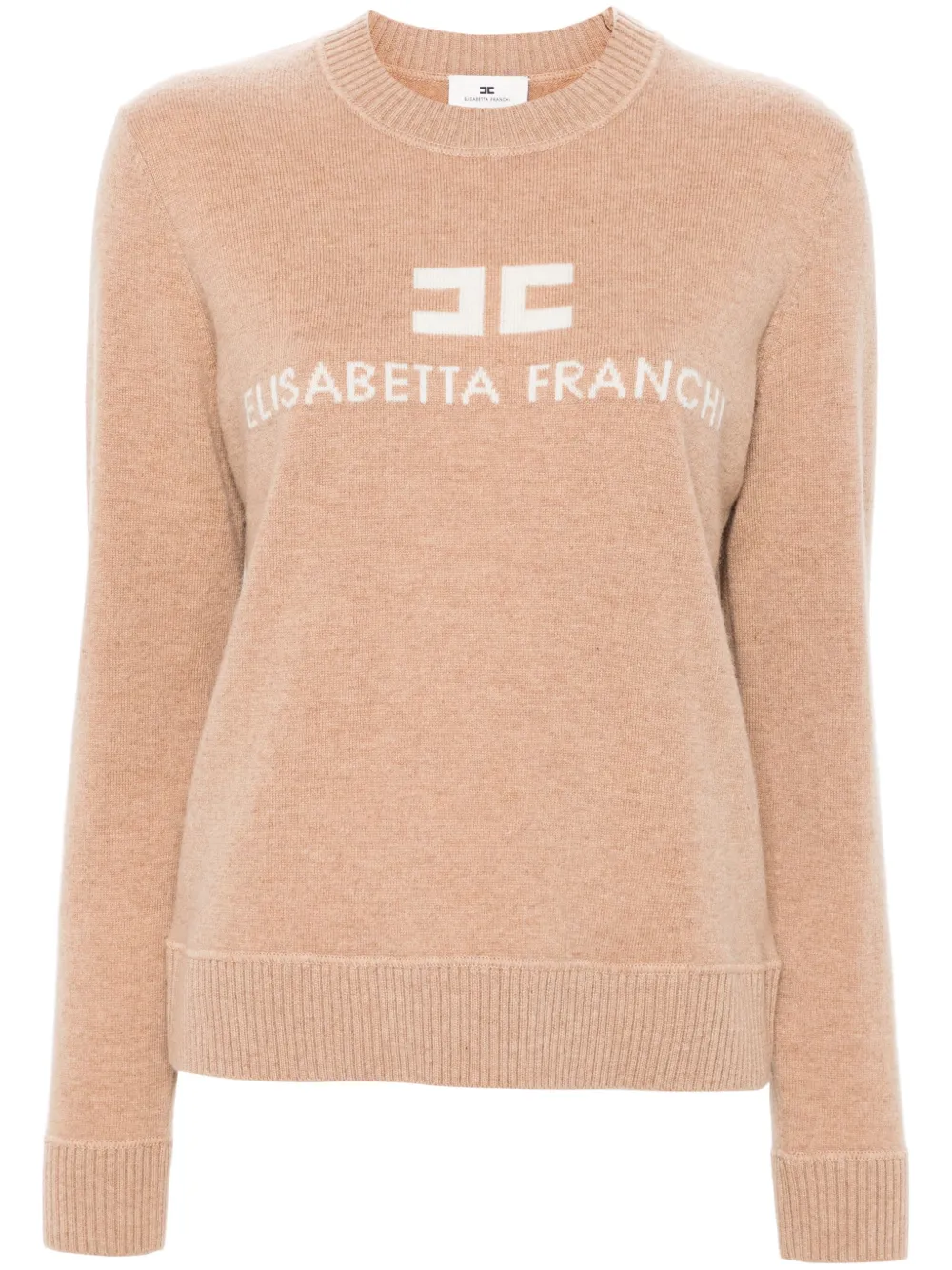 Elisabetta Franchi Trui met contrasterend logo Bruin