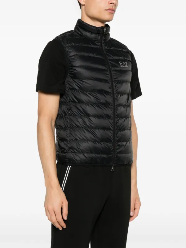Ea7 Emporio Armani Gefütterte Weste Mit Logo-Print Schwarz