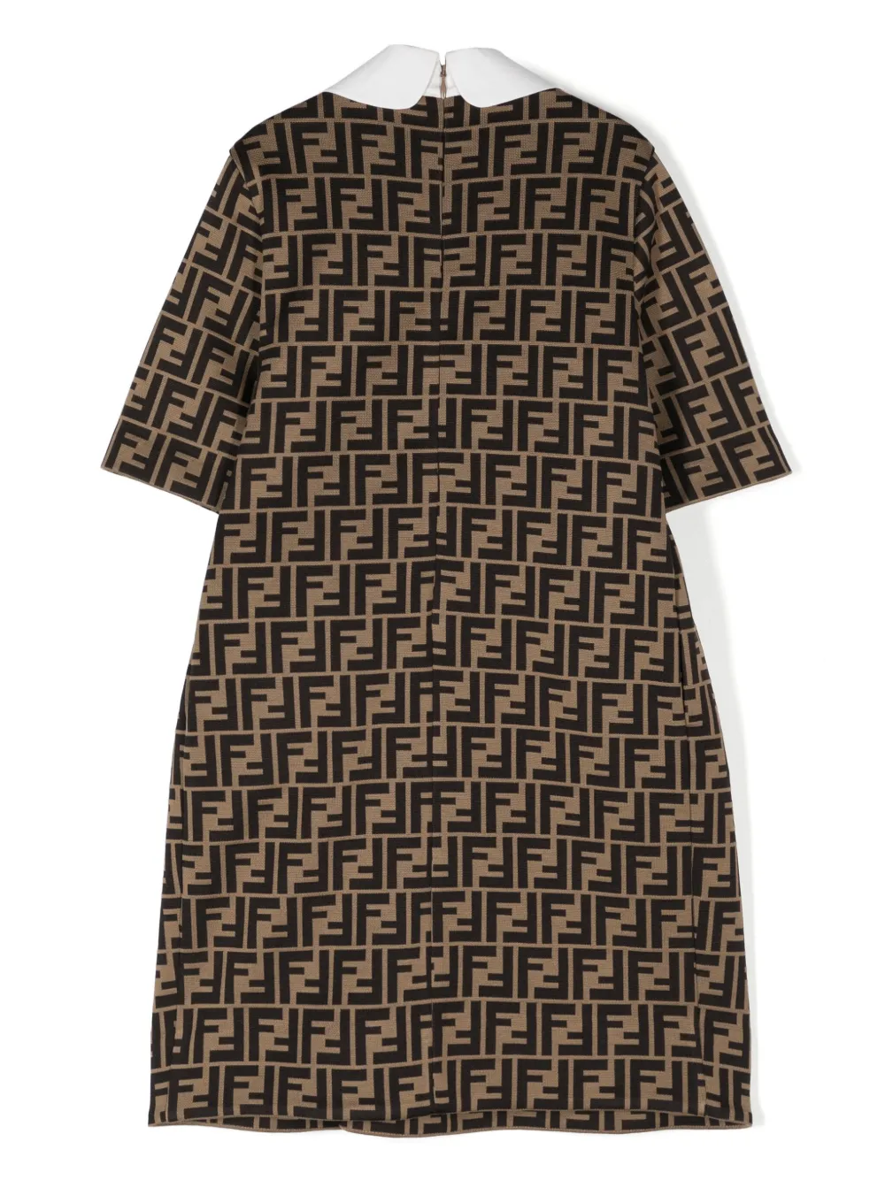 Fendi Kids Jurk met FF-jacquard Bruin