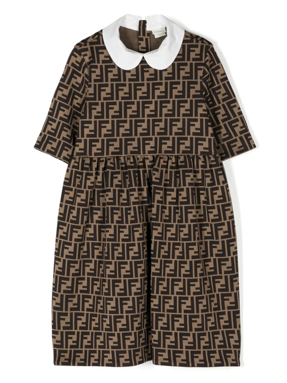 Fendi Kids Jurk met FF-jacquard Bruin
