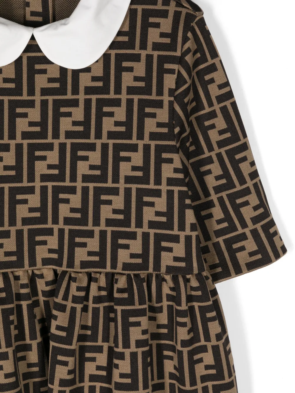 Fendi Kids Jurk met FF-jacquard Bruin