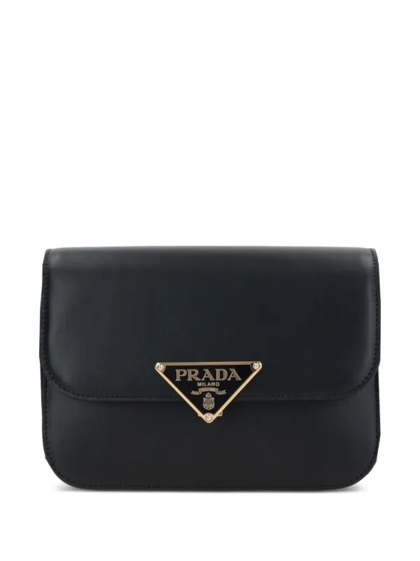 Prada Embleme Leather Shoulder Bag Black FARFETCH IE