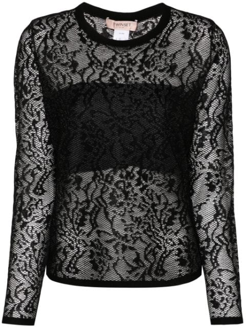 lace-effect jacquard top