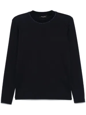 Miu Miu logo-patch long-sleeve T-shirt | Black | FARFETCH