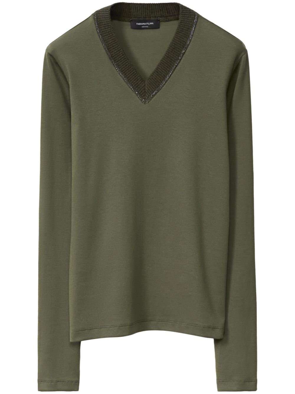 Fabiana Filippi Jersey T-shirt met V-hals Groen