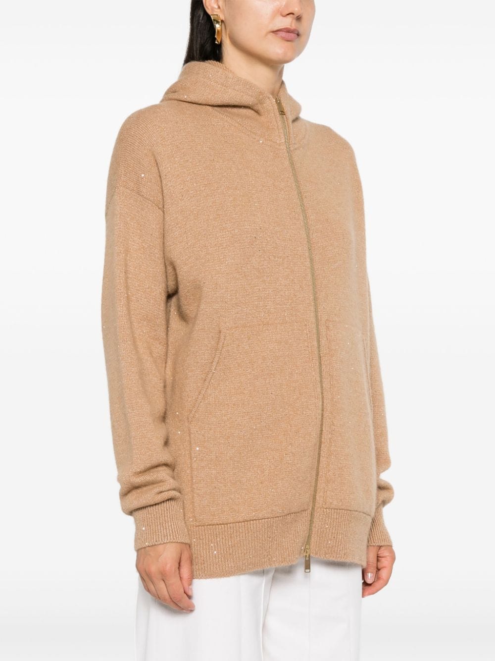 Shop Fabiana Filippi Sequin-embellished Hoodie In Neutrals