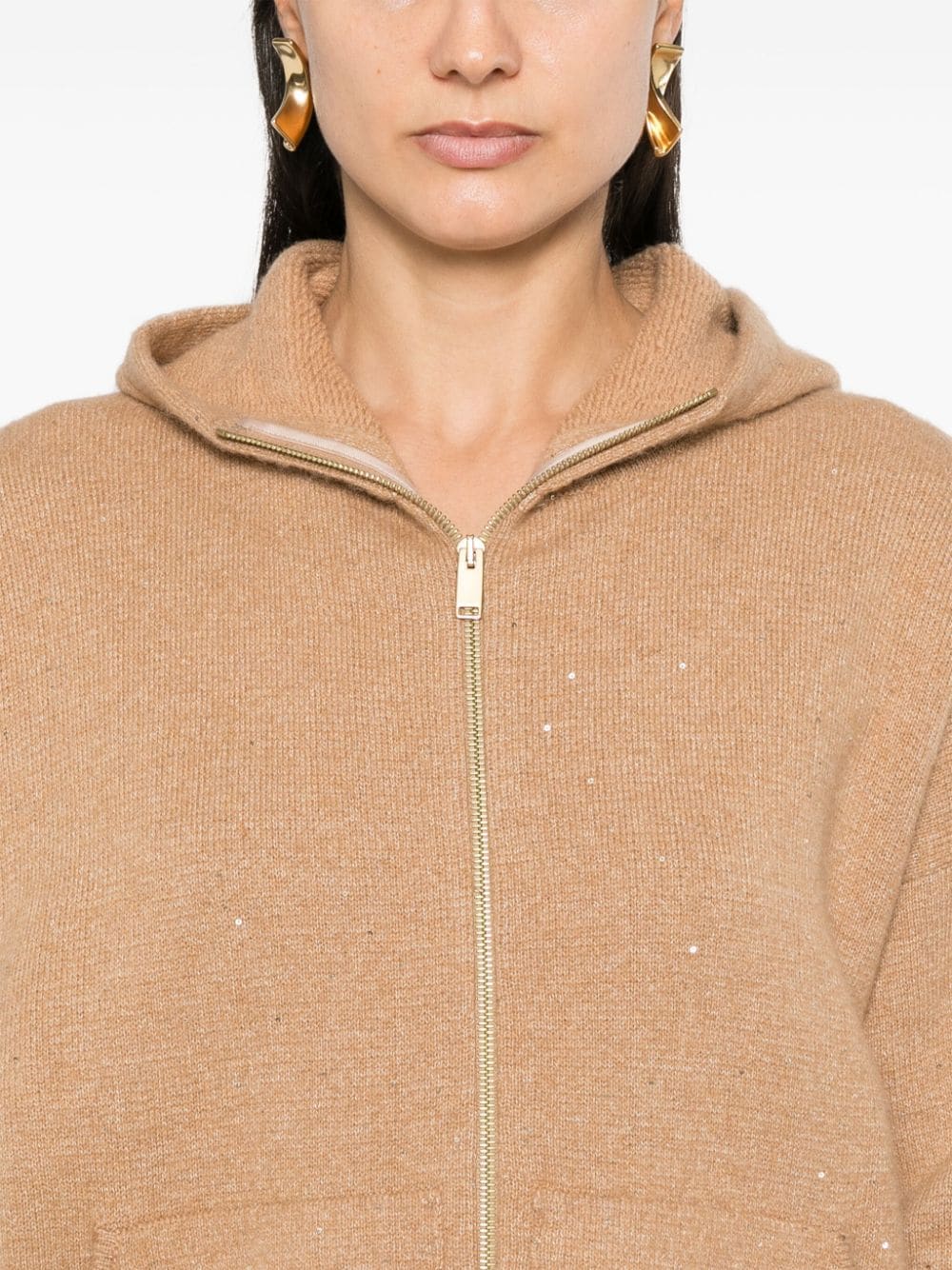 Shop Fabiana Filippi Sequin-embellished Hoodie In Neutrals