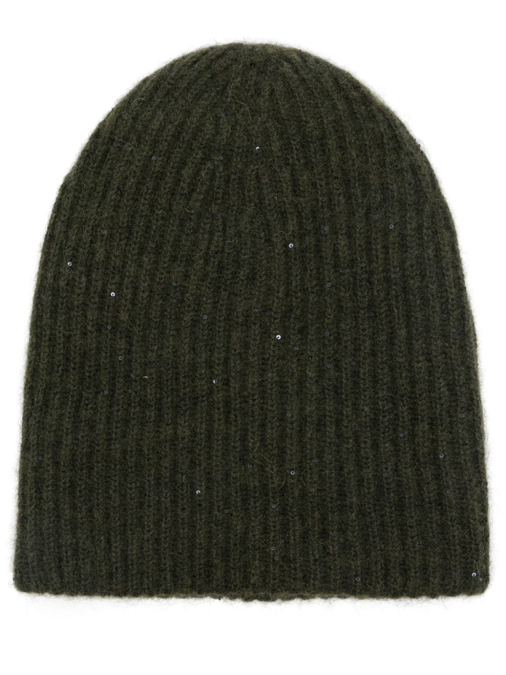 Shop Fabiana Filippi Sequin Ribbed Beanie In Green