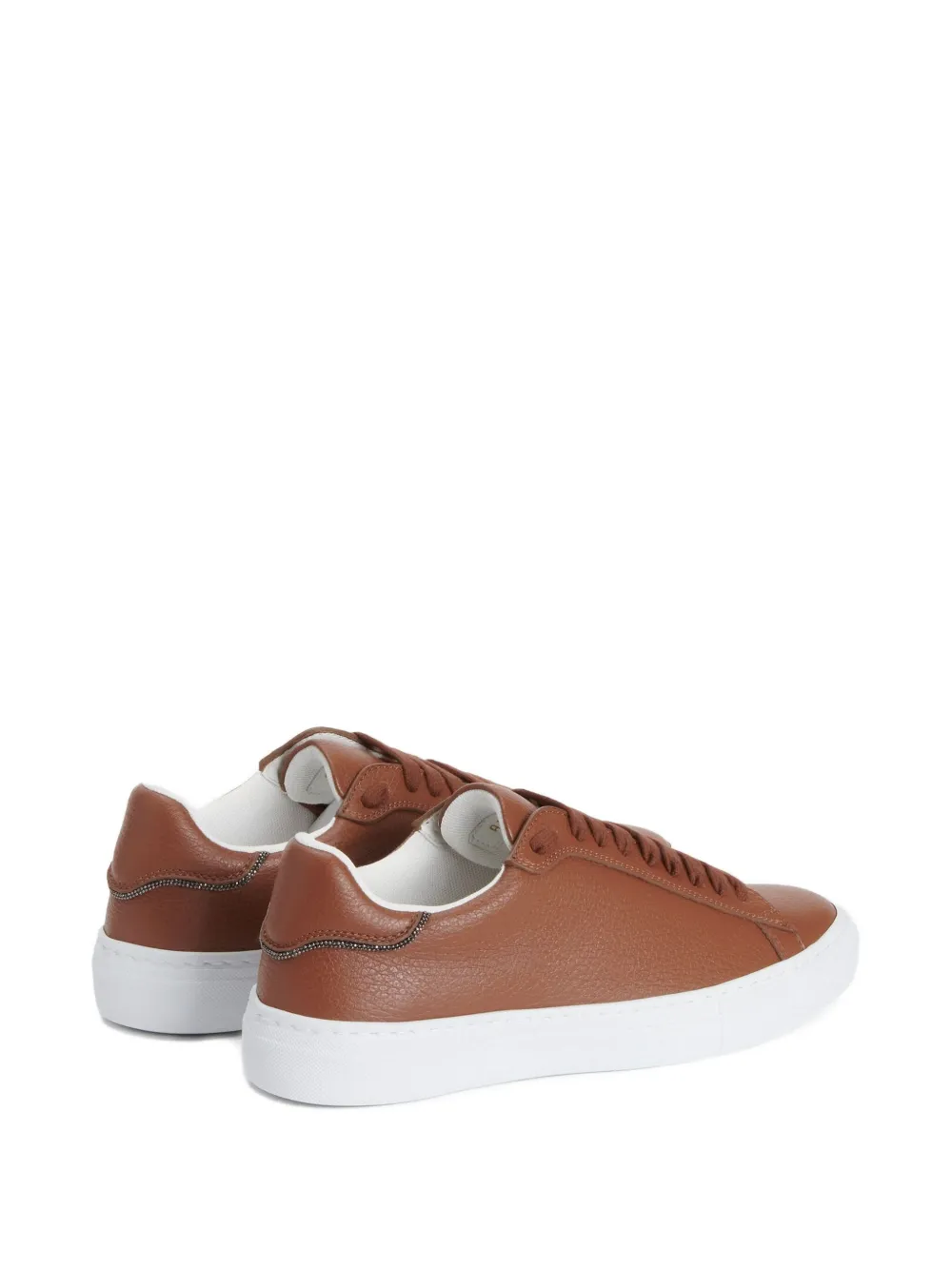 Fabiana Filippi Leather Lace-up Sneakers In Brown