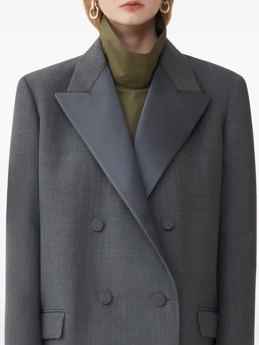 Shop Fabiana Filippi Double-breasted Coat In Grey