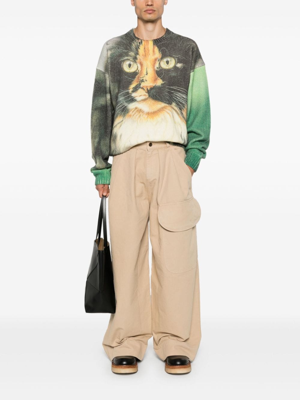 Shop Jw Anderson Oversized-pocket Cargo Pants In Neutrals