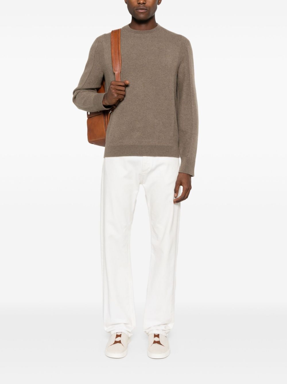 Shop Zegna Crew-neck Sweater In Brown