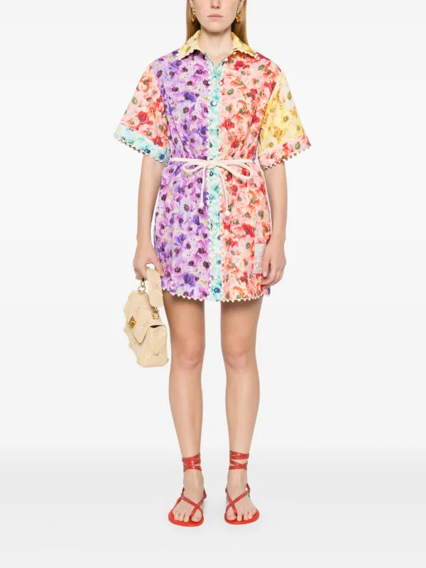 zimmerman shirt dress Awaken belted linen mini shirt dress - ivory