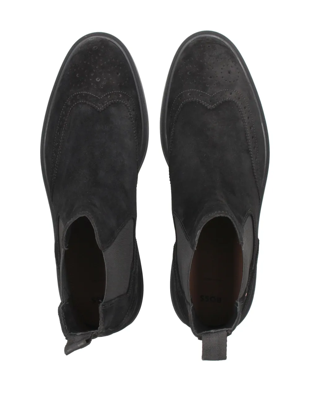 BOSS Suède Chelsea laarzen met brogue-detail Zwart