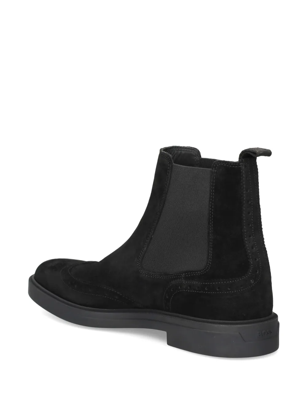 BOSS Suède Chelsea laarzen met brogue-detail Zwart