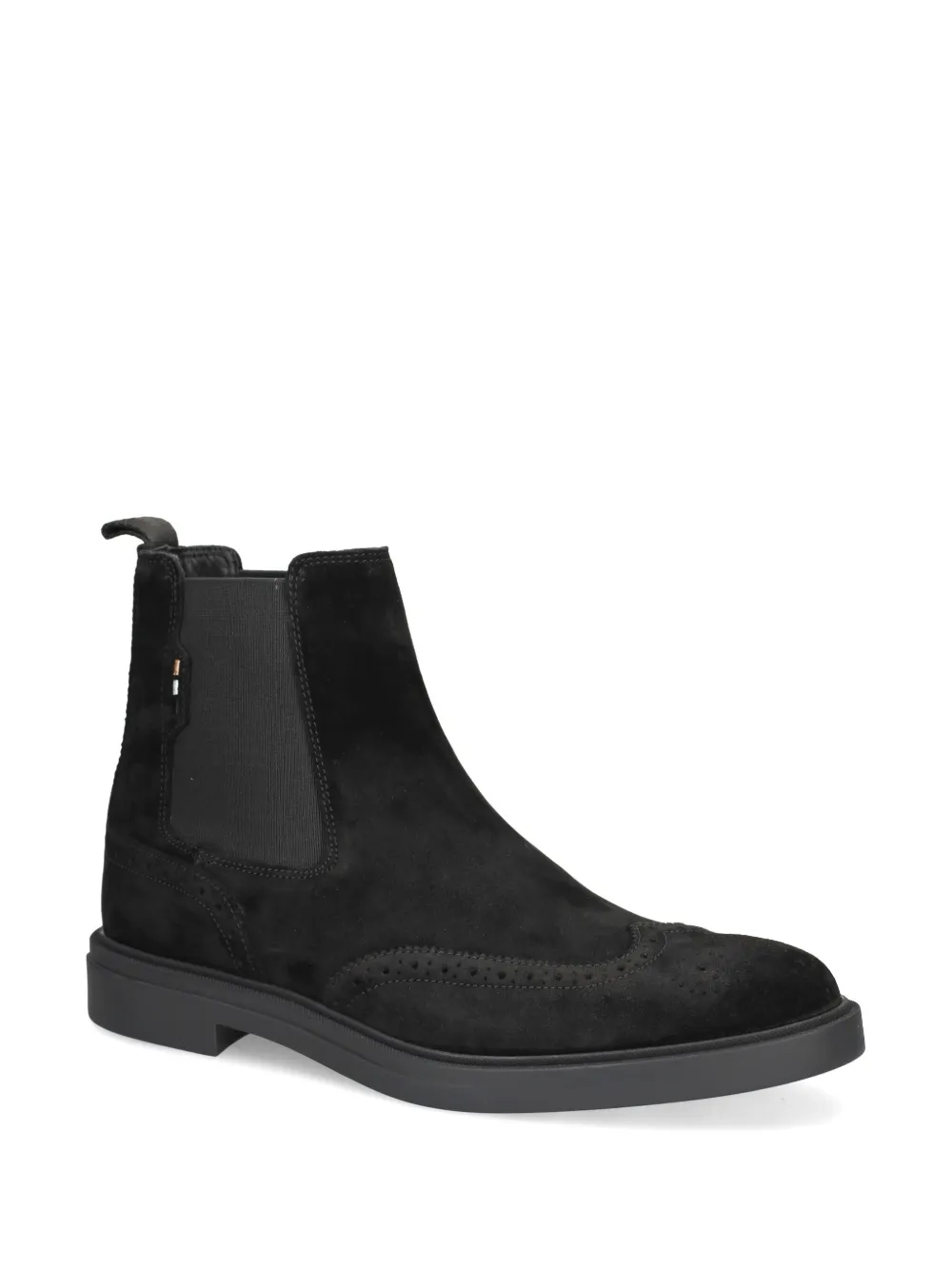 BOSS brogue-detail suede Chelsea boots - Zwart