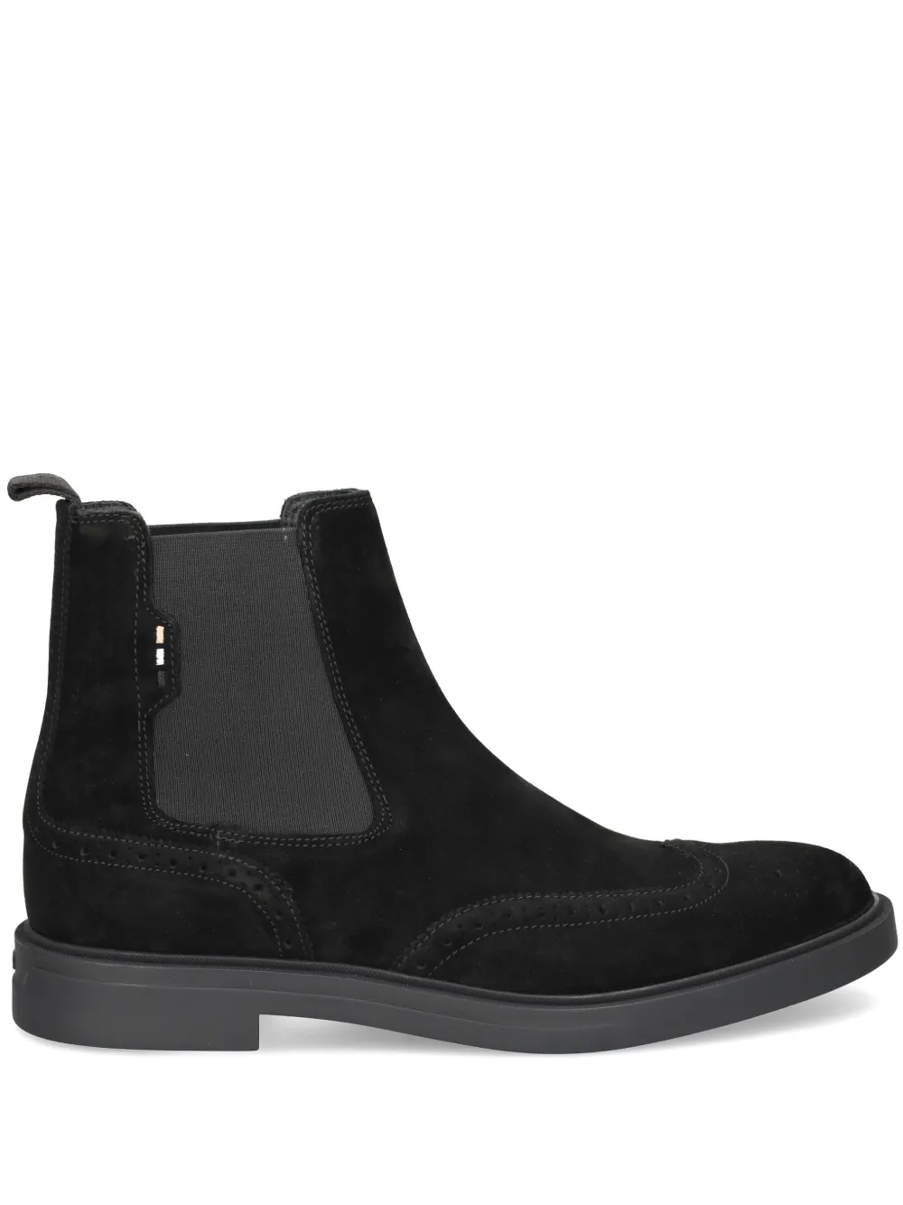 BOSS Suède Chelsea laarzen met brogue-detail Zwart