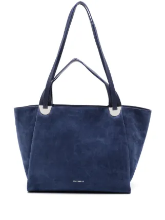 Blue suede tote bag on sale