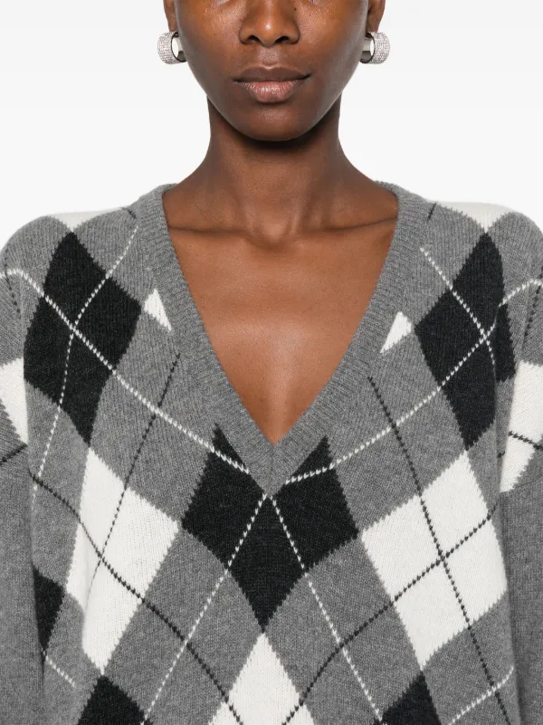 Semicouture Argyle Sweater Grey FARFETCH HK