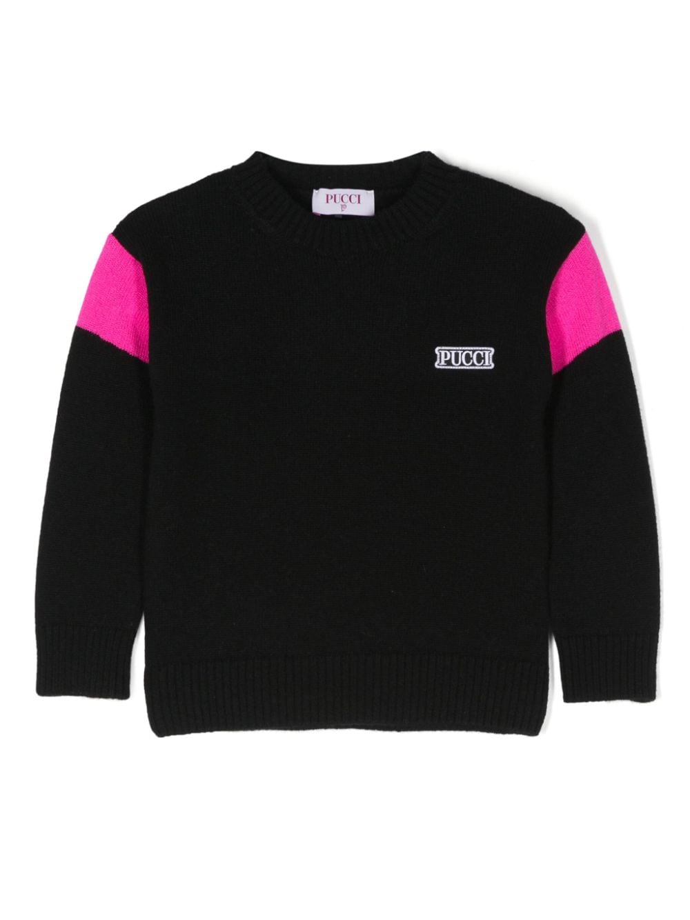 PUCCI Junior intarsia-knit logo jumper - Nero