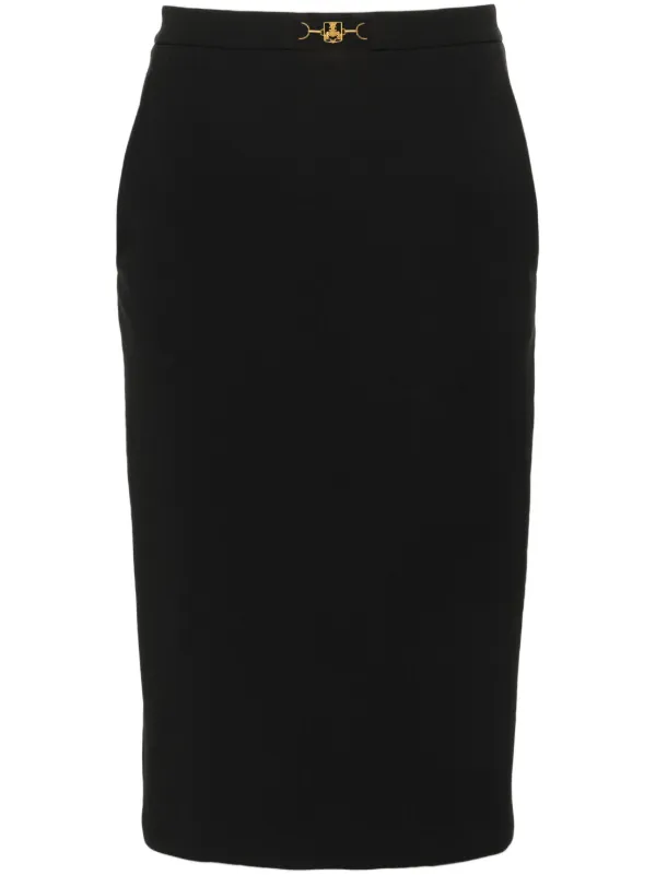 Elisabetta Franchi logo plaque Pencil Midi Skirt Black FARFETCH AE