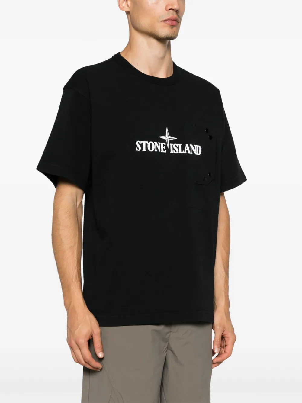 Stone Island T-shirt met Compass-logoprint Zwart