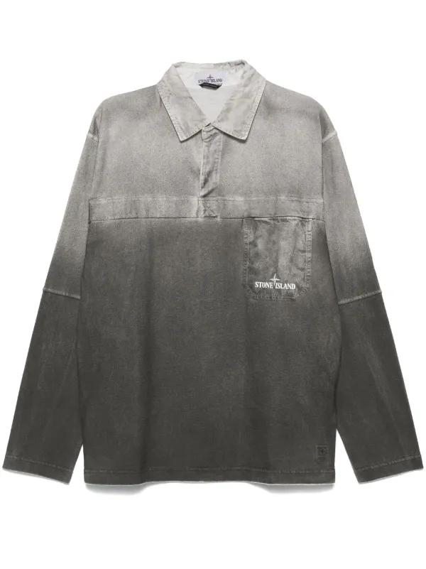 STONE  コンパスパッチ ポロシャツ　くすみブルー Lサイズ STONE ISLAND コンパスパッチ ポロシャツ くすみブルー Lサイズ