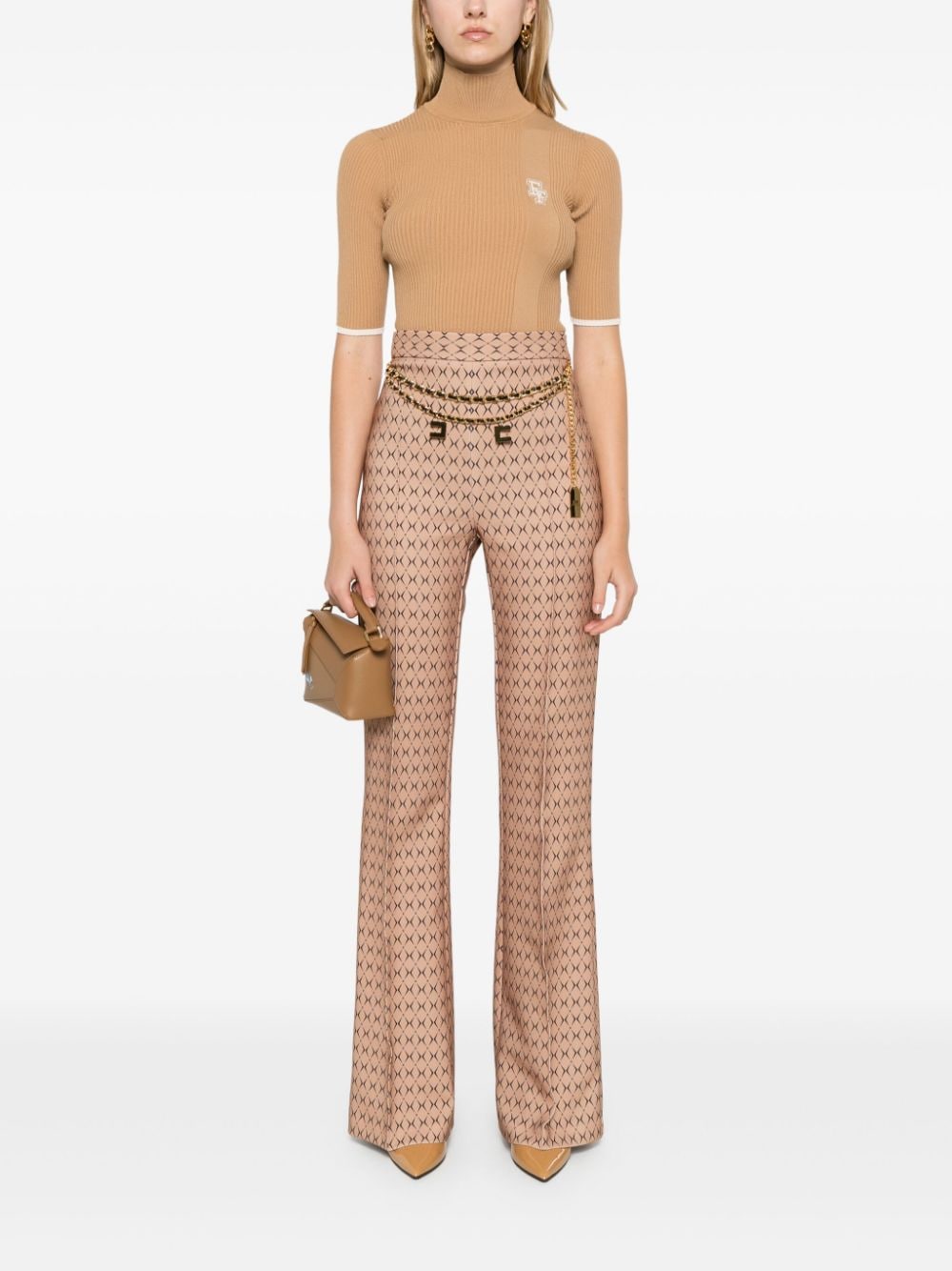 Elisabetta Franchi turtleneck knitted top - Beige