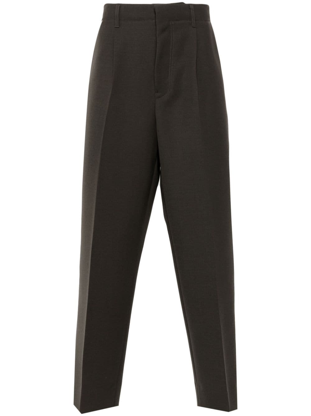 Shop Zegna Wool Tapered Pants In Brown