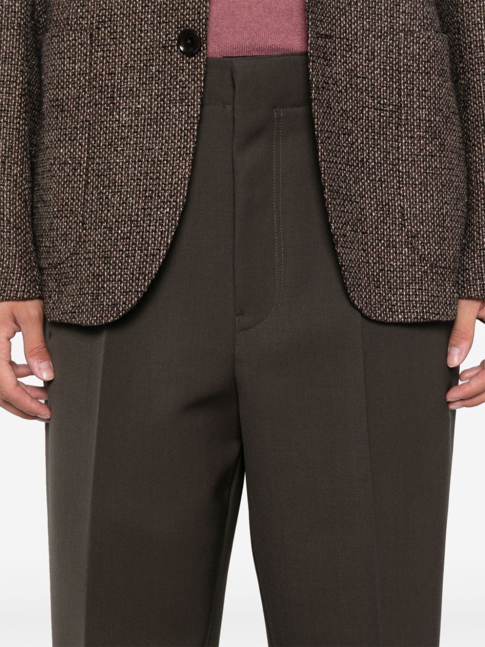 Shop Zegna Wool Tapered Pants In Brown