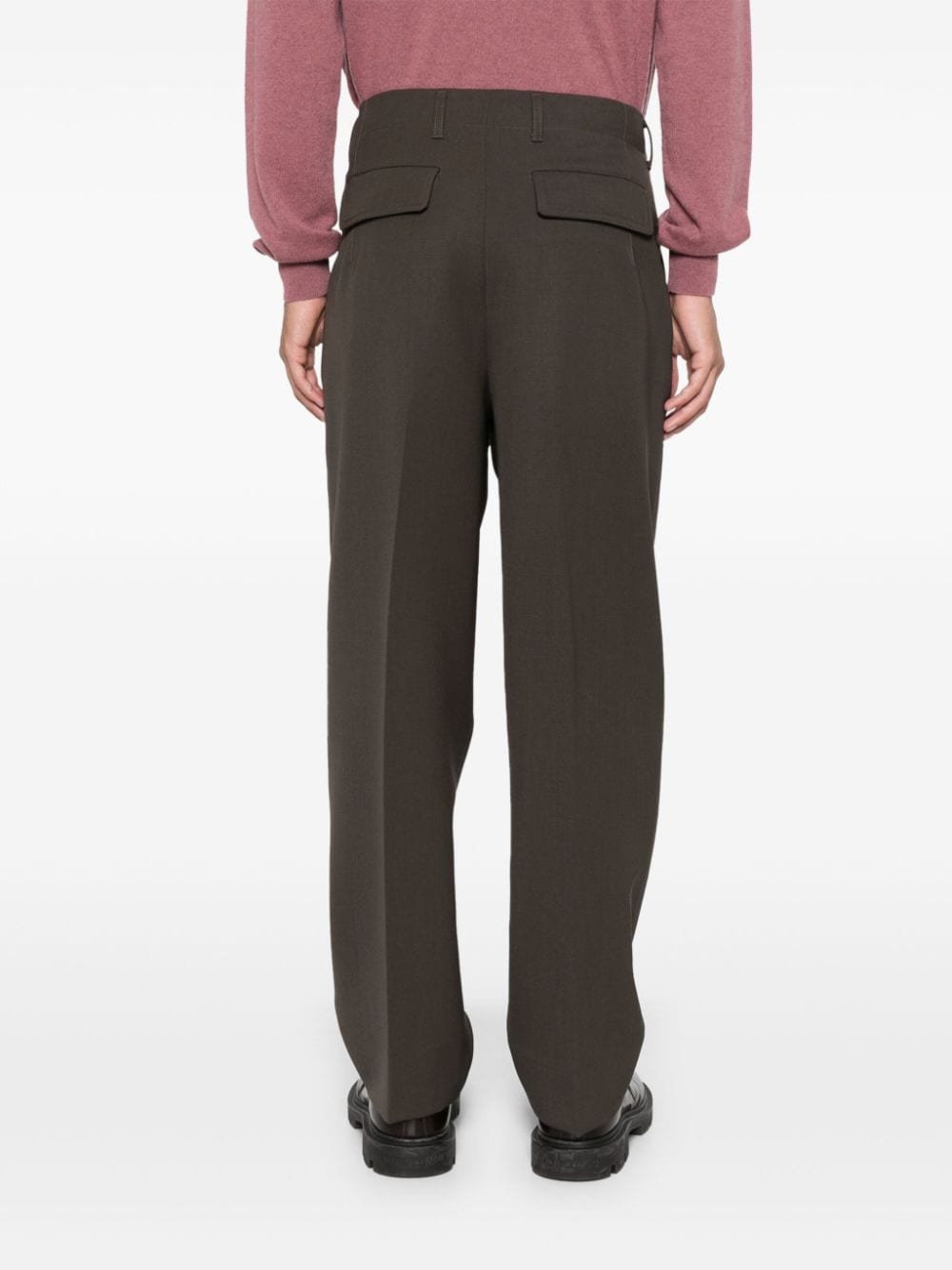 Shop Zegna Wool Tapered Pants In Brown