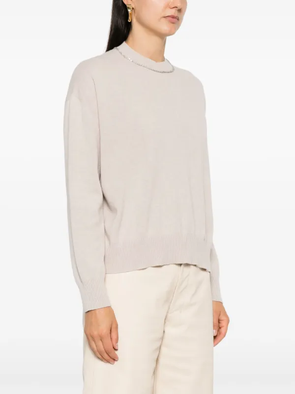 FABIANA FILIPPI ホワイト五分袖セーター Organic cotton sweater, optical white for Women | Fabiana