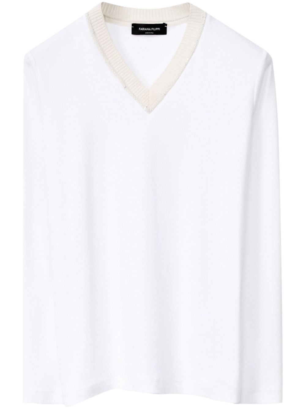 Fabiana Filippi Jersey T-shirt met V-hals Wit