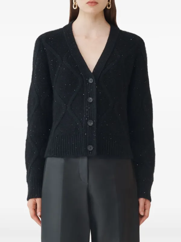FABIANA FILIPPI スパンコール サマーニット リネン カーディガン Fabiana Filippi スパンコール カーディガン | ブラック | FARFETCH JP