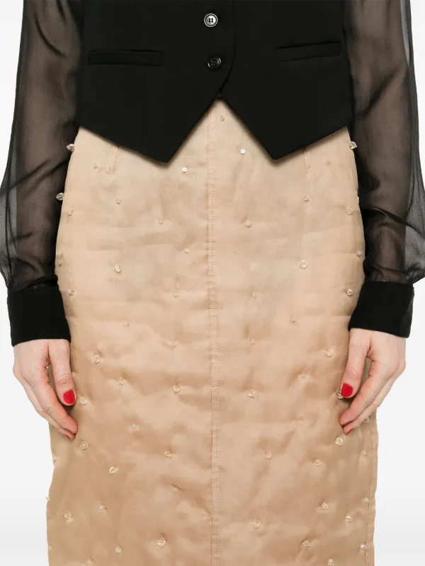 Fabiana Filippi bead-detailing Midi Skirt | Brown | FARFETCH JO