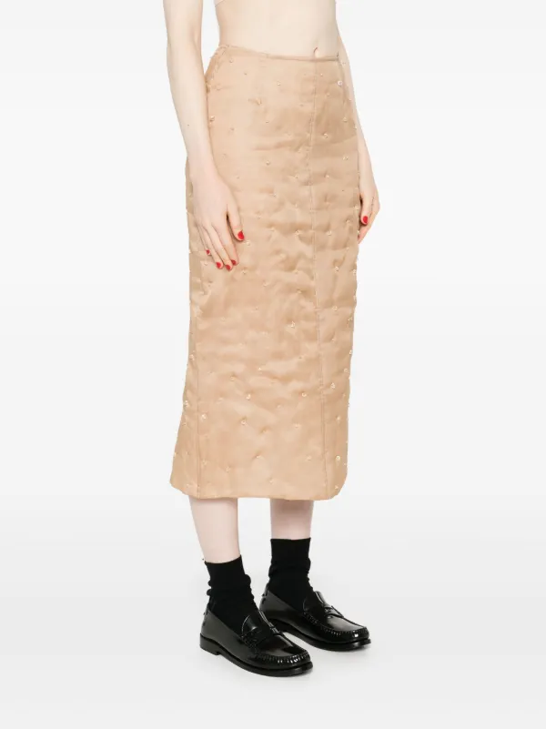 スカート FABIANA FILIPPI Fabiana Filippi Silk Midi Skirt Fabiana Filippi bead-detailing Midi Skirt | Brown | FARFETCH JO