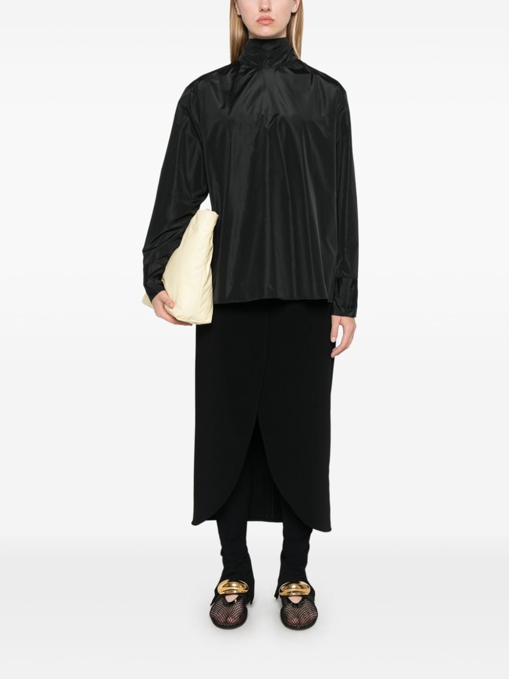 Shop Fabiana Filippi Taffeta Blouse In Black