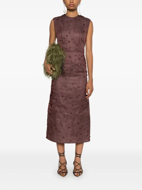 Fabiana Filippi Silk Padded Midi Dress - Brown
