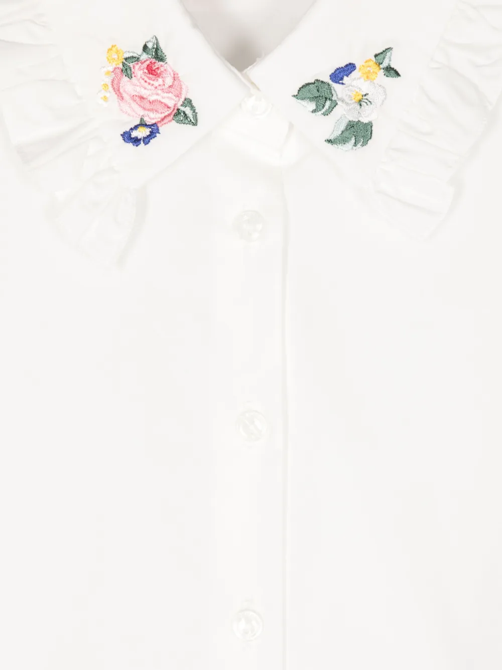 Monnalisa Shirt met geborduurde bloemen Wit