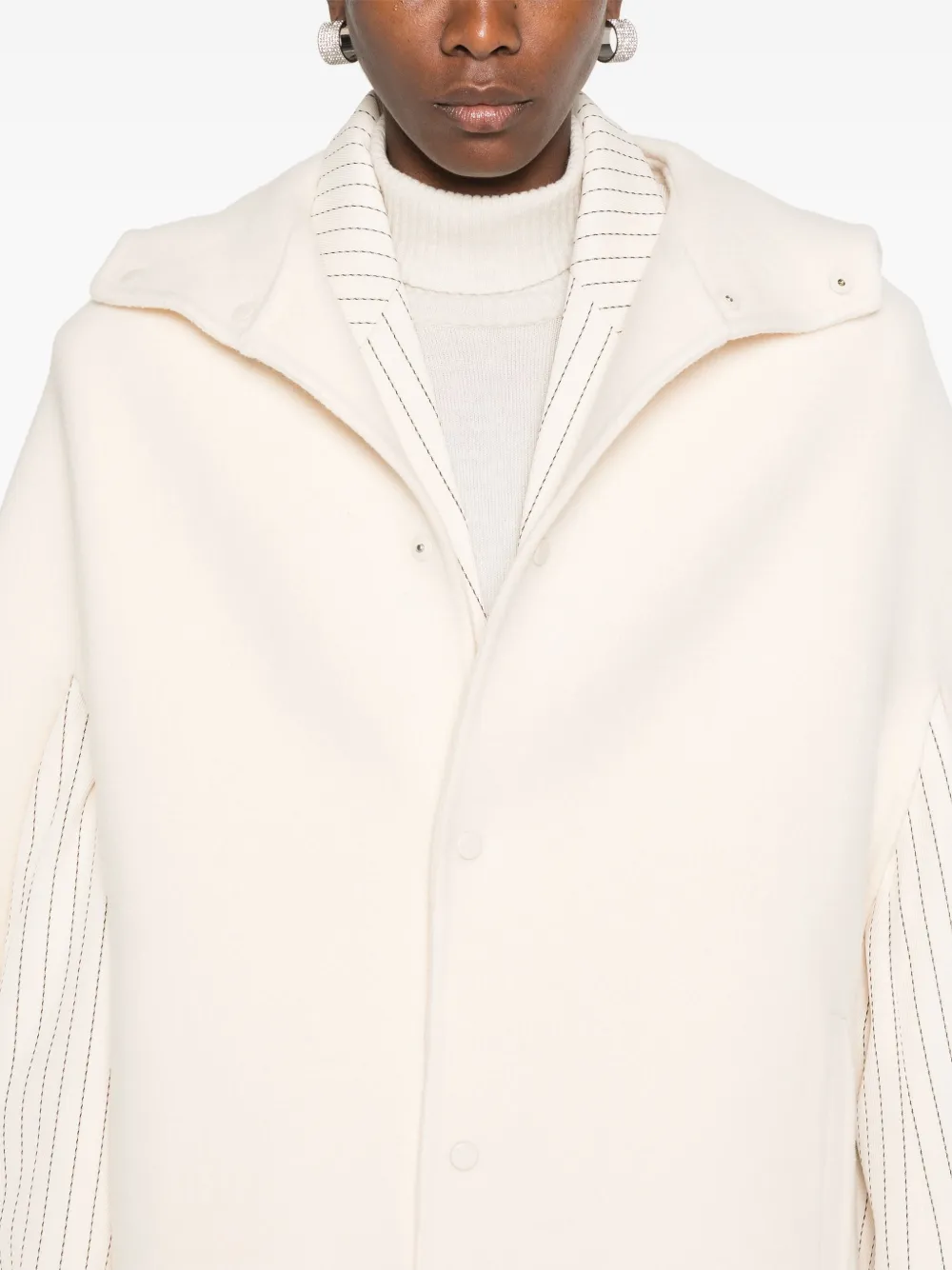 Fabiana Filippi Wool Cape In Neutrals