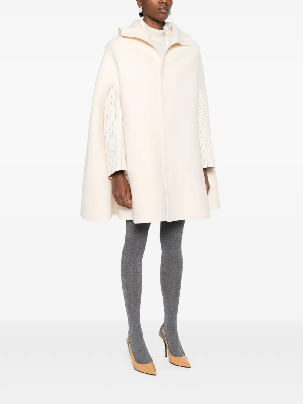 Fabiana Filippi Wool Cape In Neutrals