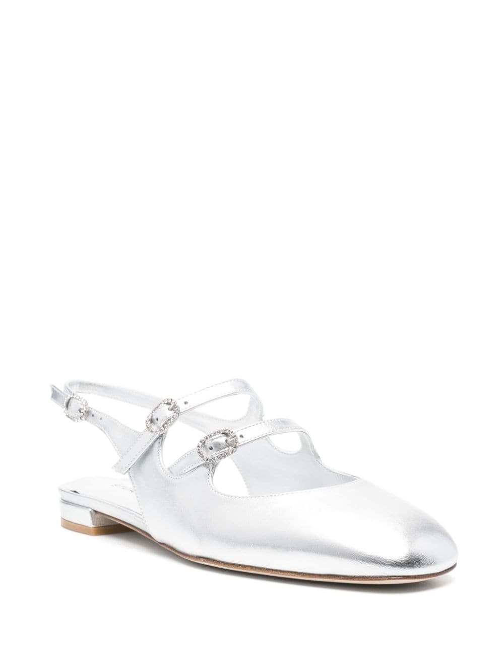 Shop Stuart Weitzman Laminated-leather Ballerina Shoes In Silver