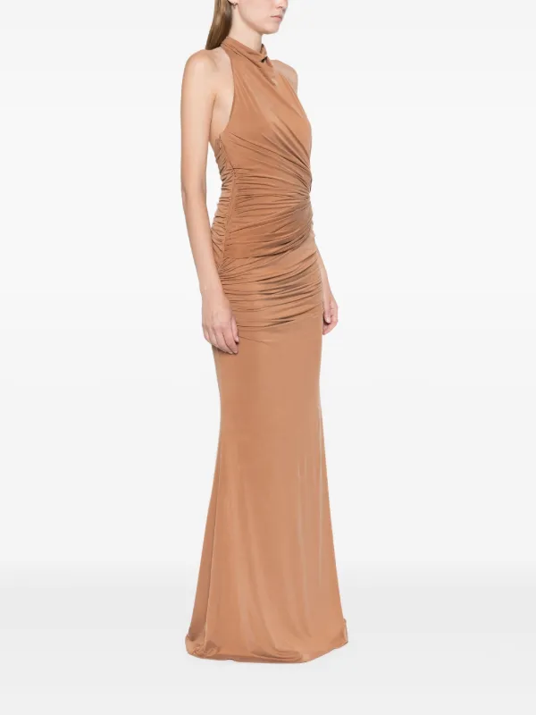 THE ANDAMANE Stella Maxi Dress Brown FARFETCH AE