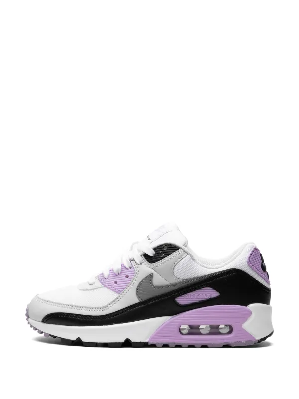 nike air max 90 trainers in white and purple